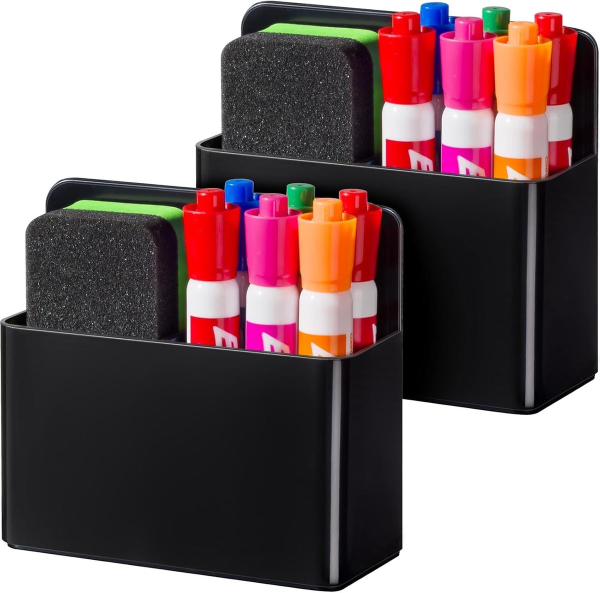 Daity Magnetische pennenhouder (set van 2) – Grote magnetische organizer voor whiteboardmarkers – Sterk magnetisch ontwerp – Geschikt voor het opbergen van markers en potloden in koelkasten, whiteboards en kluisjes.