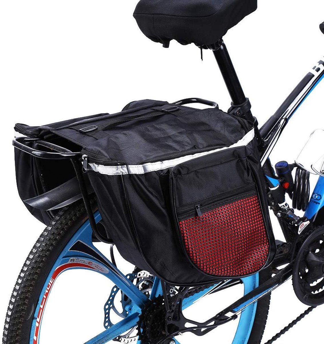 Dailygoods- Fietstas Dubbel 25L Waterdicht - Achtertas - Reflecterend Ontwerp - Eenvoudige Installatie - Geschikt voor Mountainbike/Foldfiets - Bagagedrager
