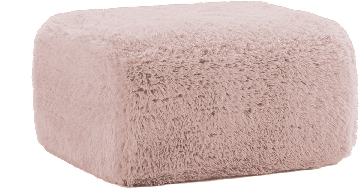 REDOM - Ottoman voetenbankje - Pluche bekleding - Zonder montage - Modern - Voor binnen - Stof - Roze - 80 x 75 x 42 cm