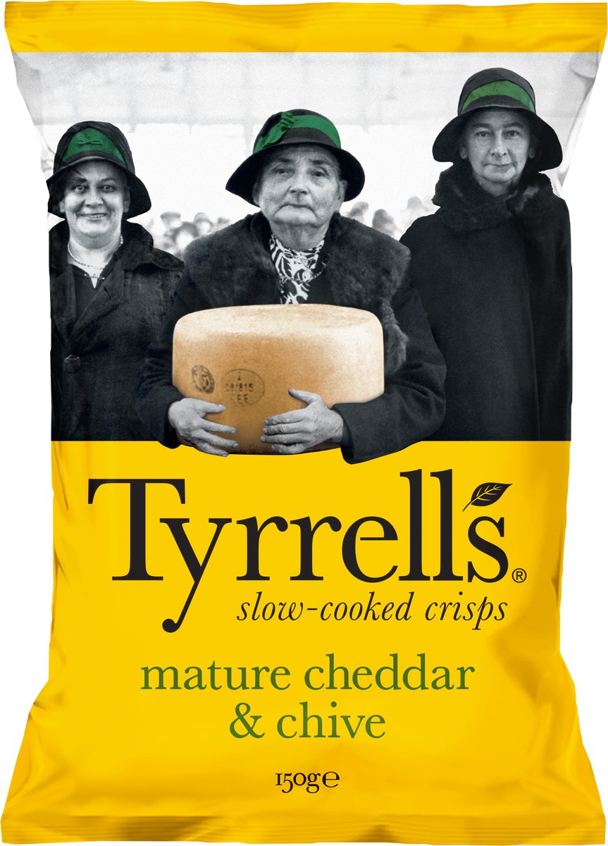 Tyrrells Mature cheddar & Chive - Chips - 8 x 150 gram