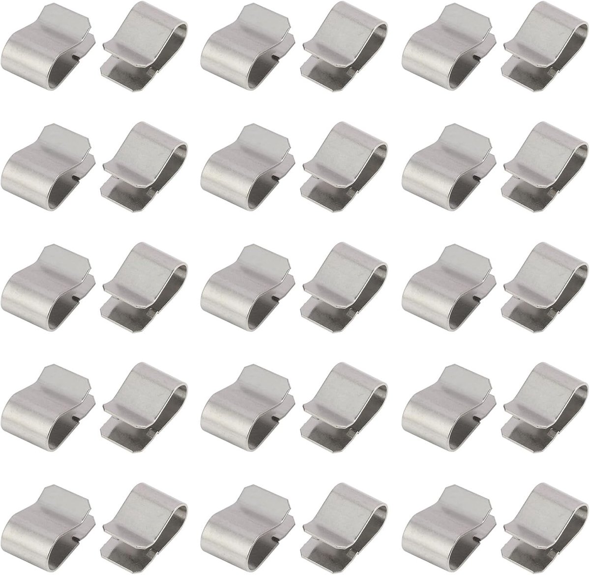 30 stuks veer-U-clips van roestvrij staal, klei 21,4 x 12 mm, voor panelen van 3 tot 7,5 mm, veilige bevestiging, roestbestendig, metalen clips voor autobevestiging