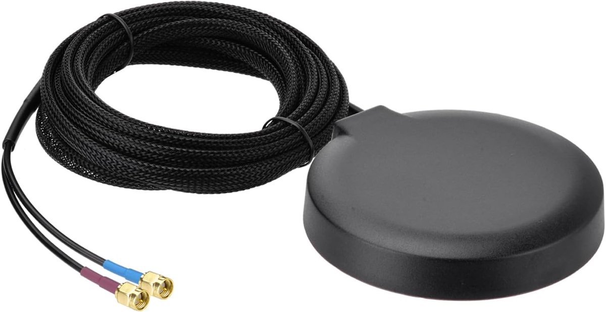GPS-antenne + 4G LTE magnetisch voor auto met dubbele SMA-stekker, compatibel met auto-telematicasystemen, 4G LTE router en mobiele signaalversterkers