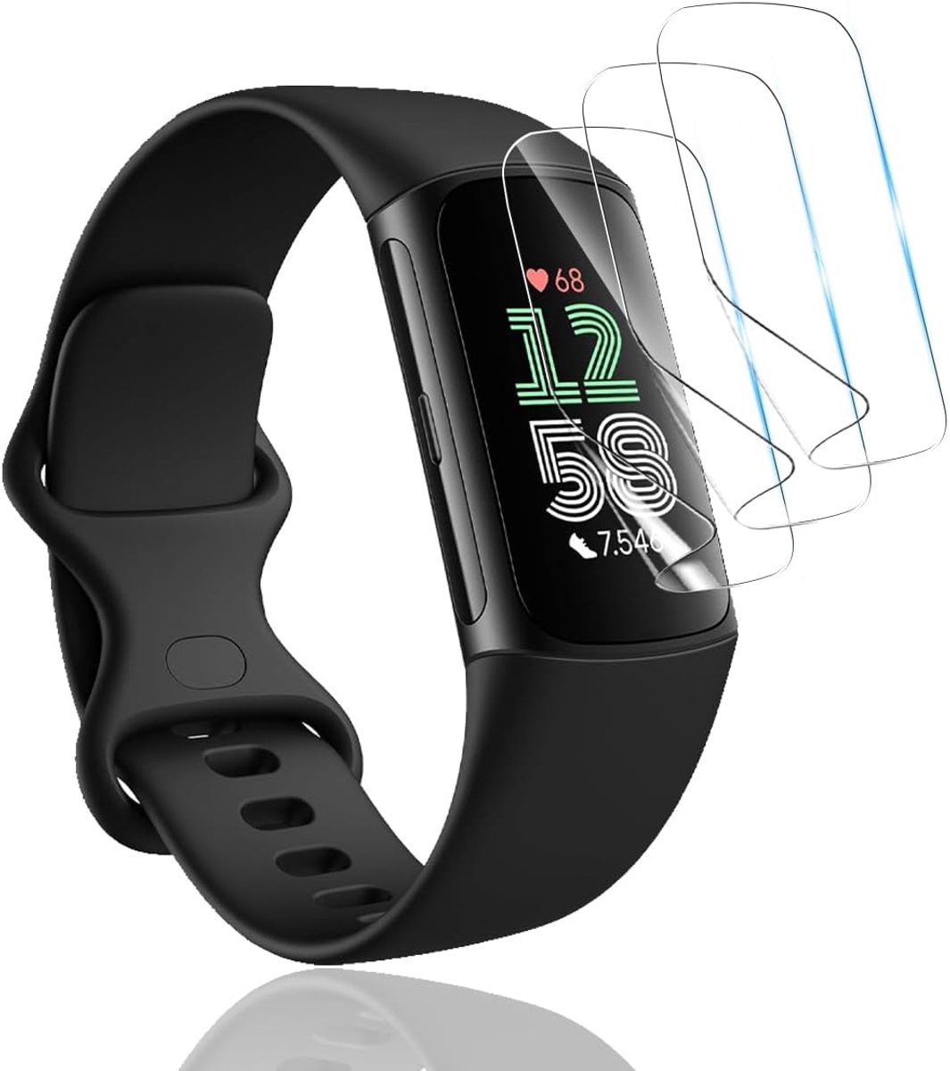 3 stuks displaybeschermfolie voor Fitbit Charge 6 [geen gehard glas], volledige afdekking, krasbestendig, luchtbelvrij, HD heldere folie voor Fitbit Charge 6