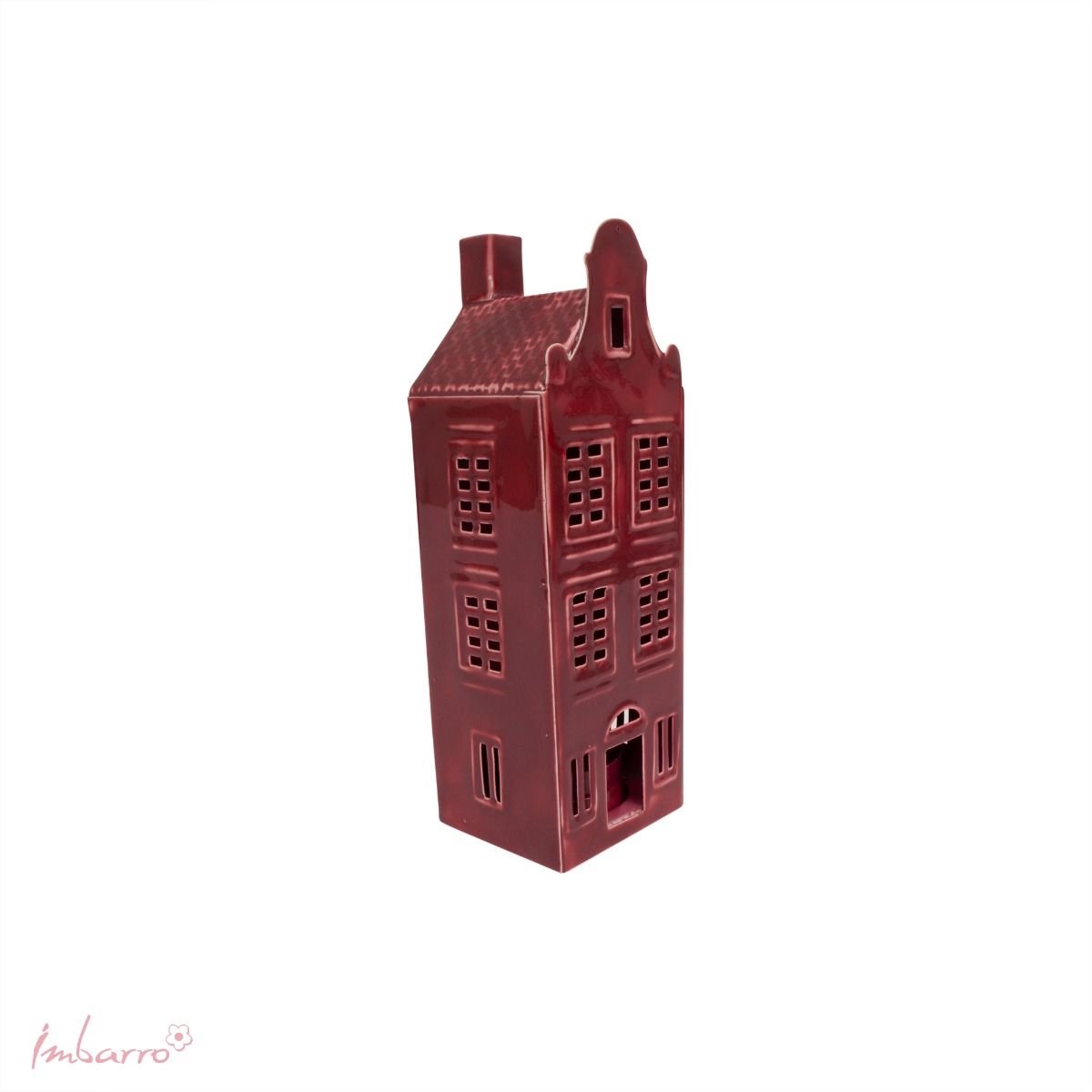 Imbarro Home & Fashion - Kandelaar Canal House David Burgundy - Rood - L:6 W:5.50 H:18 cm