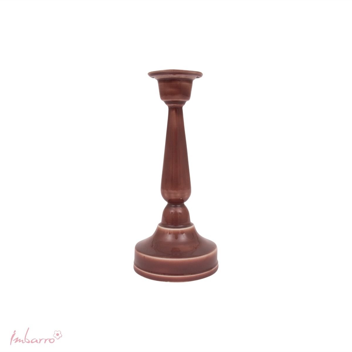 Imbarro Home & Fashion - Kandelaar Fibe Brown - Bruin - L:9 W:9 H:21 cm