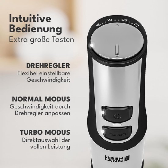 Staafmixer Set - Keukenmixer Blender - Eten Bereiden - Krachtige 1500 Watt Motor - 800 ml Cup - Zilver — afbeelding 2