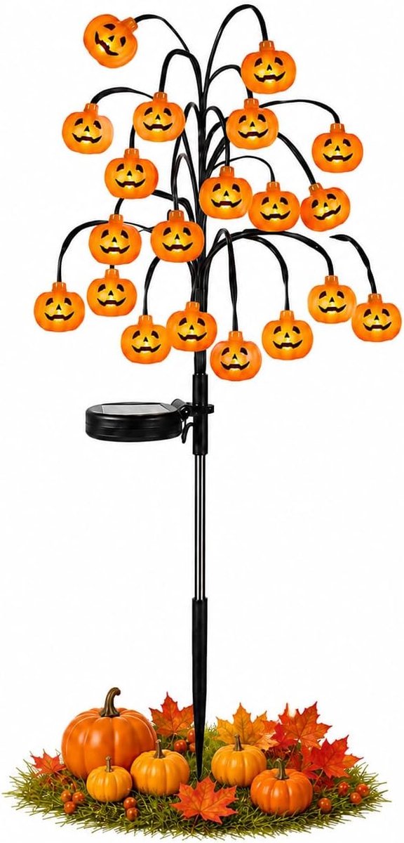Halloween-decoraties voor buiten - Halloween-tuinverlichting op zonne-energie (voor in de grond) - Pompoenlampjes op Zonne Energie - Sfeervolle buitenverlichting voor binnenplaatsen, tuinen, paden, gazons en terrassen - Pumpkin