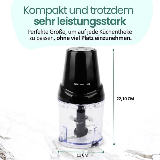 Elektrische Hakmolen - Keukenmachine - Ingrediënten Fijnmaken - 4 Roestvrijstalen Messen - 500 ml Container - Zwart — afbeelding 3