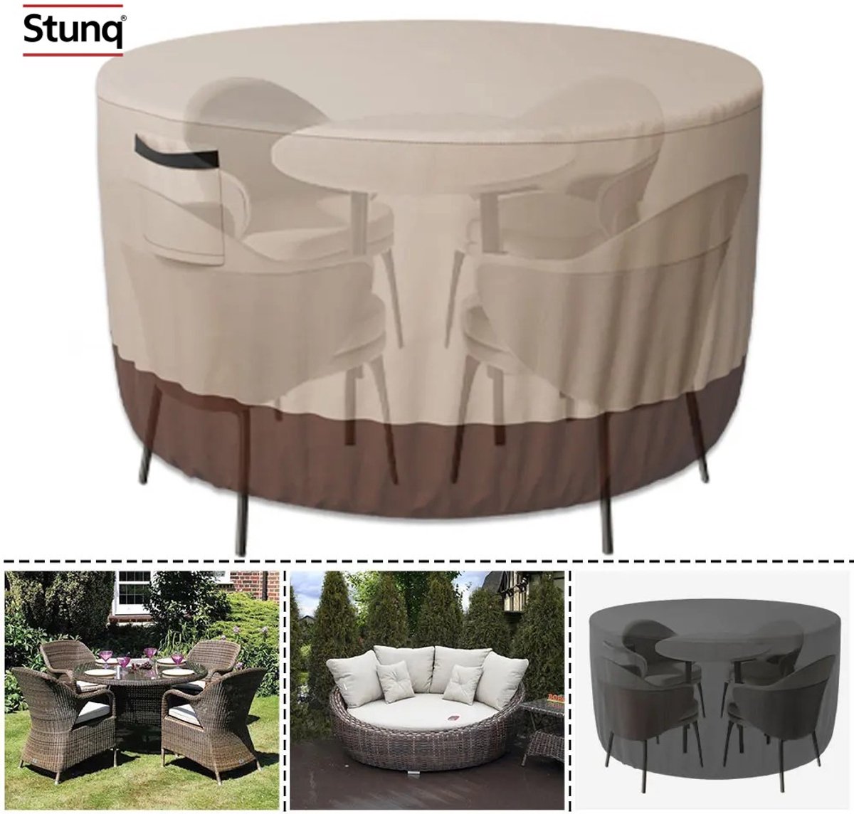 Stunq Ronde Tafelhoes Waterdicht Oxford 600D Beige/Bruin
