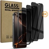3 Stuks Privacy Screenprotector geschikt voor iPhone 16 pro - Met Uitlijn tool - Gehard Beschermglas - Tempered Glass Screen Cover