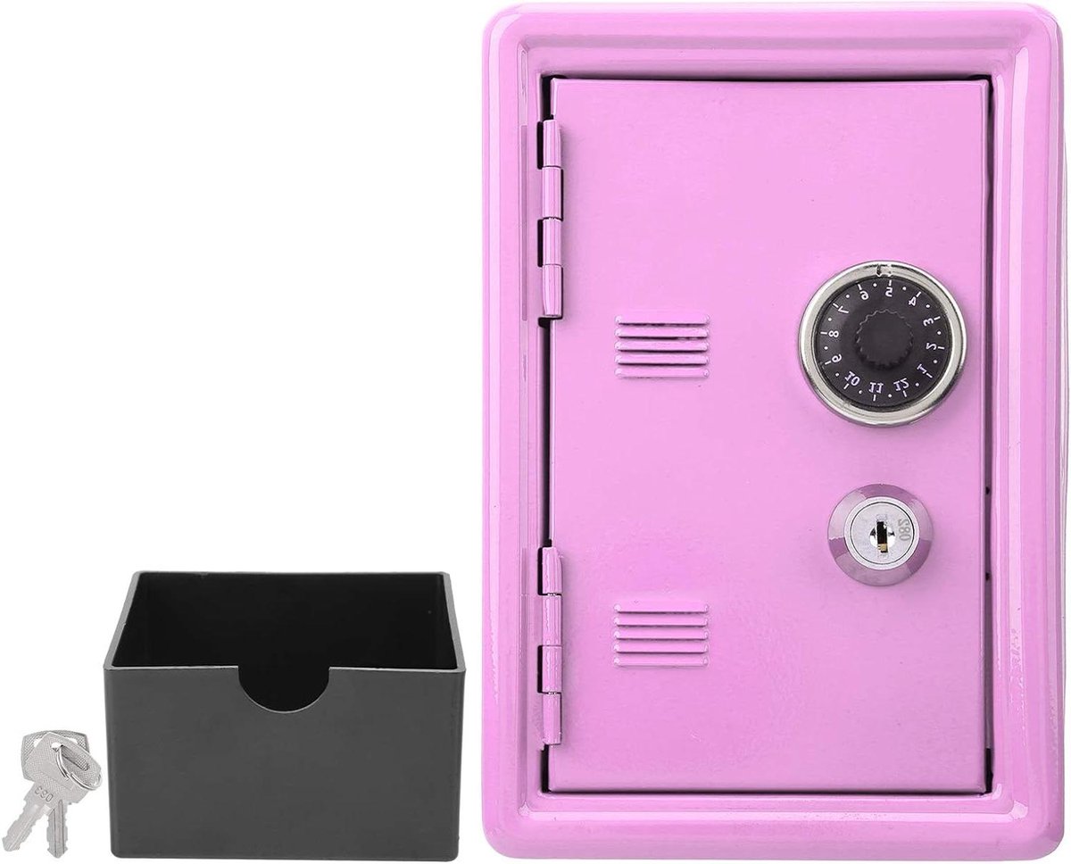 Kinderkluisje - Spaarvarken met slot - Geld bewaren - Met cijferslot - 18 cm lang - Roze