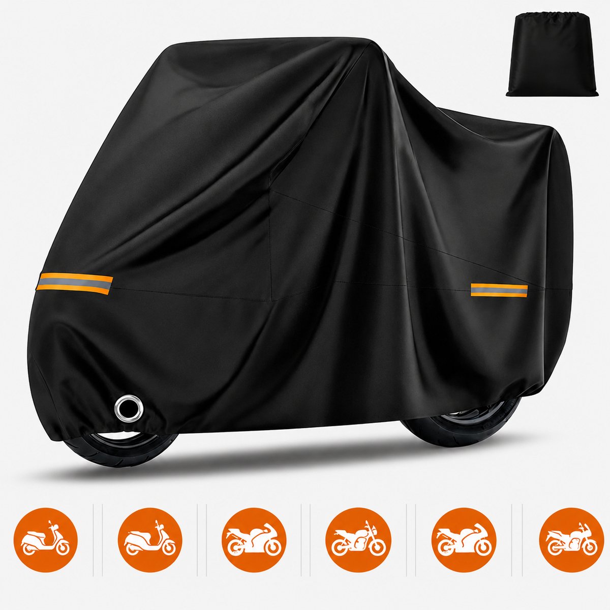 VHV-Motorhoes - Waterdicht - Universeel - M(2*0.9*1m)Voor buiten - Met slotgat - Zware kwaliteit - UV-bestendig - Regenhoes motor - Oxford stof - Zwart