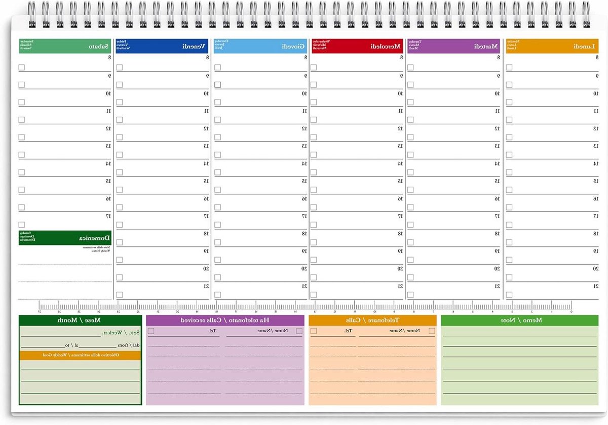 Weekplanner 2026 - Agenda Organizer - Dagelijkse Planning - Spiraalbinding Ontwerp - A3 Formaat - Wit