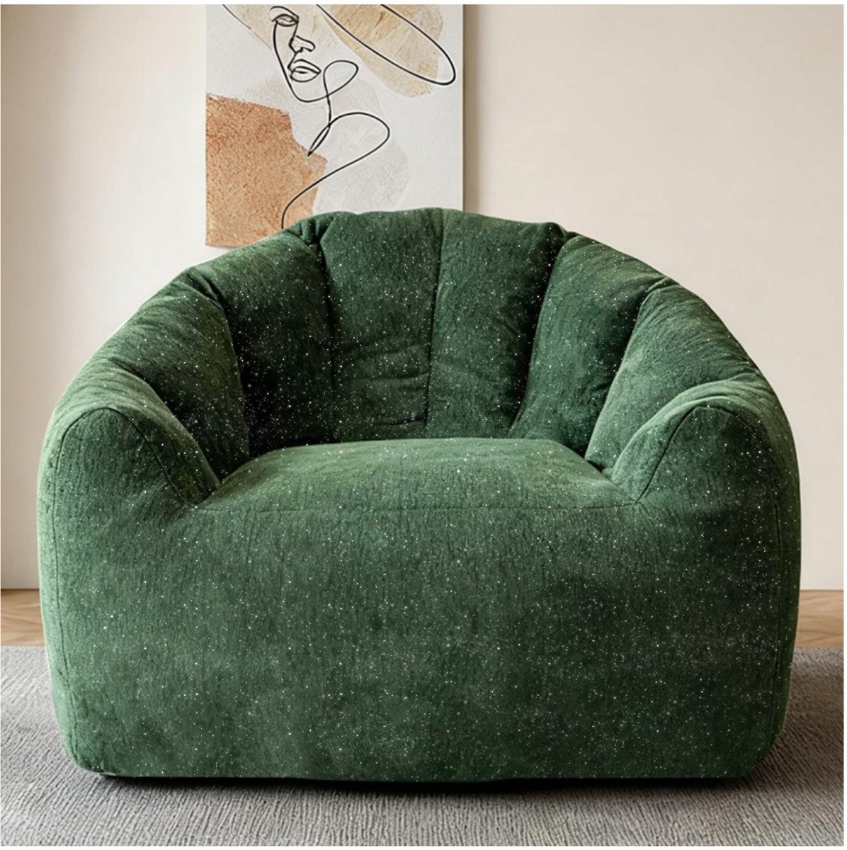 MODFU - Zitzak - Rond Gevormd Ergonomisch - Met Rugleuning - Indoor - Groen