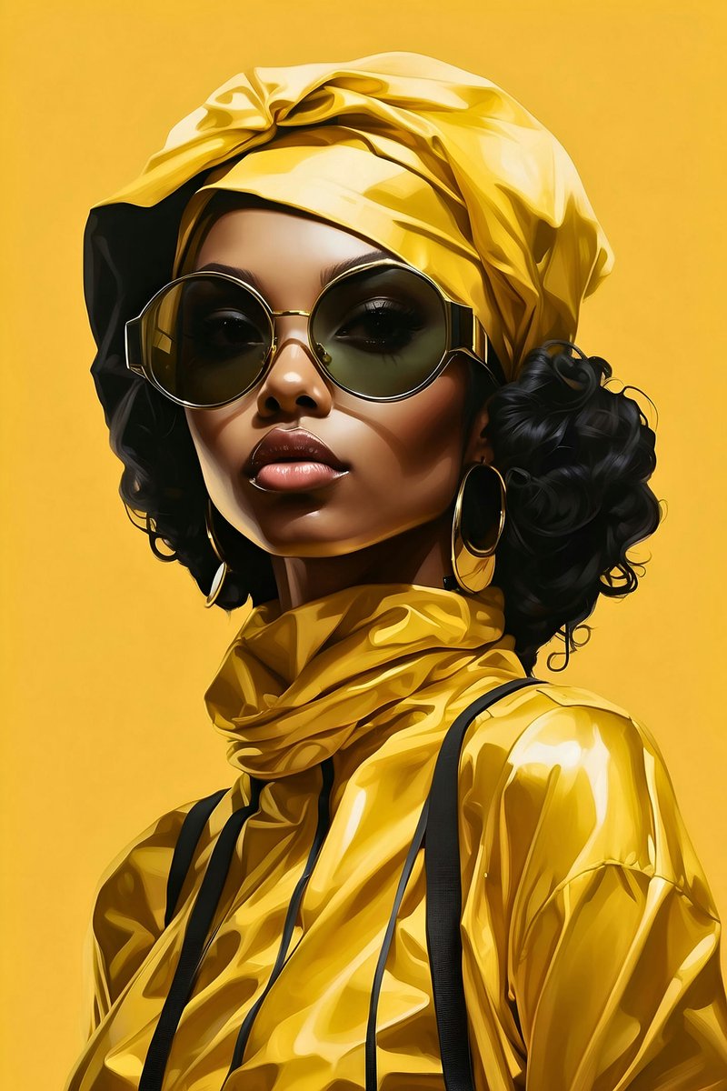 Vrouw Zwart Geel Poster - Moderne Kunst - Interieur - Woonkamer - posters - formaat 70x100cm - Wanddecoratie - L1181MT