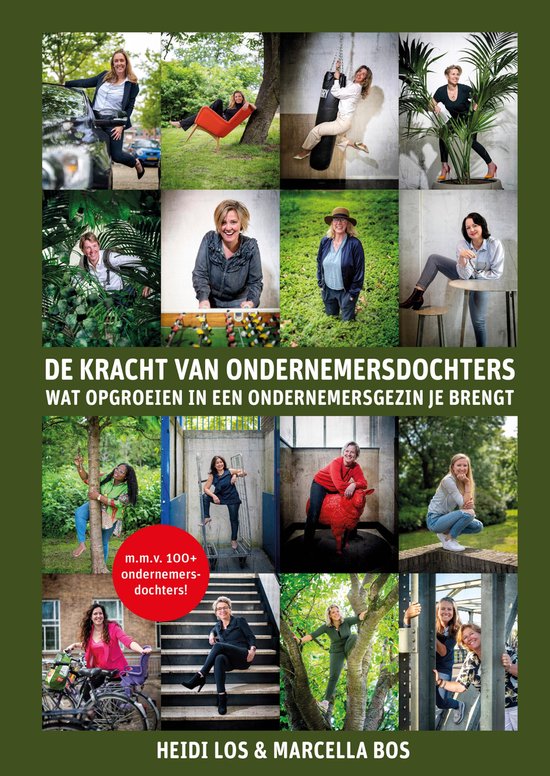 Collage van 12 vrouwen, waaronder de tekst 'DE KRACHT VAN ONDERNEMERSDOCHTERS'.