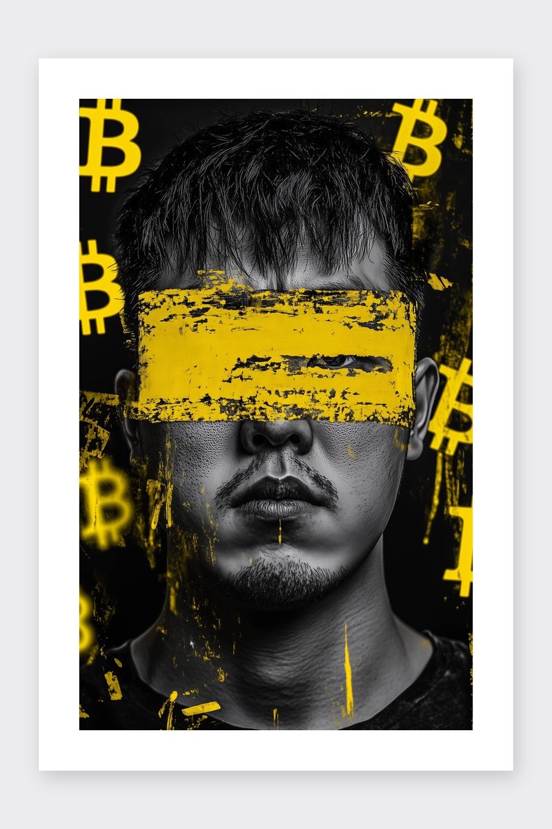 Bitcoin Poster - Man - Cryptomunt - Technologie - Innovatie - Financiën - Crypto - posters - formaat 30x40cm - Wanddecoratie - BXS5125WV - Met kader - passe-partouts stijl