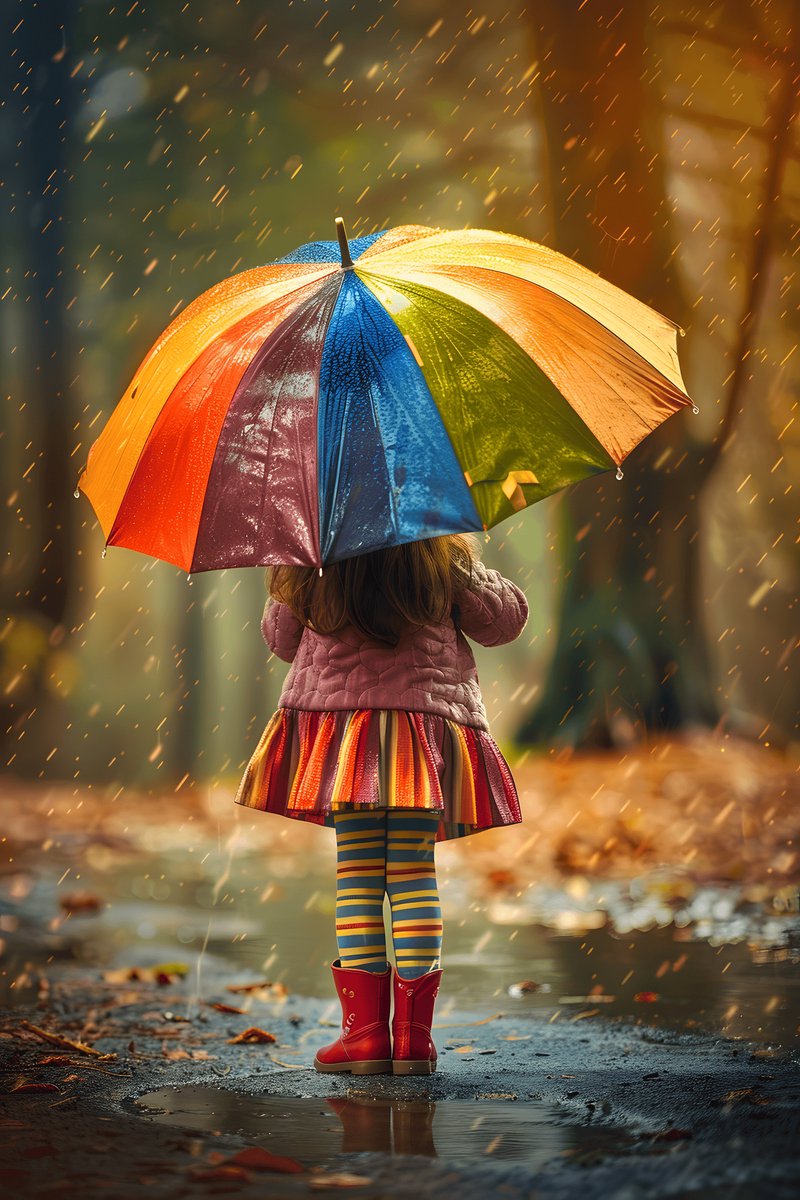 Regenboogposter - Kinderkamer - Paraplu - Vrolijk - Kleurrijk - posters - formaat 70x100cm - Wanddecoratie - L2527MT