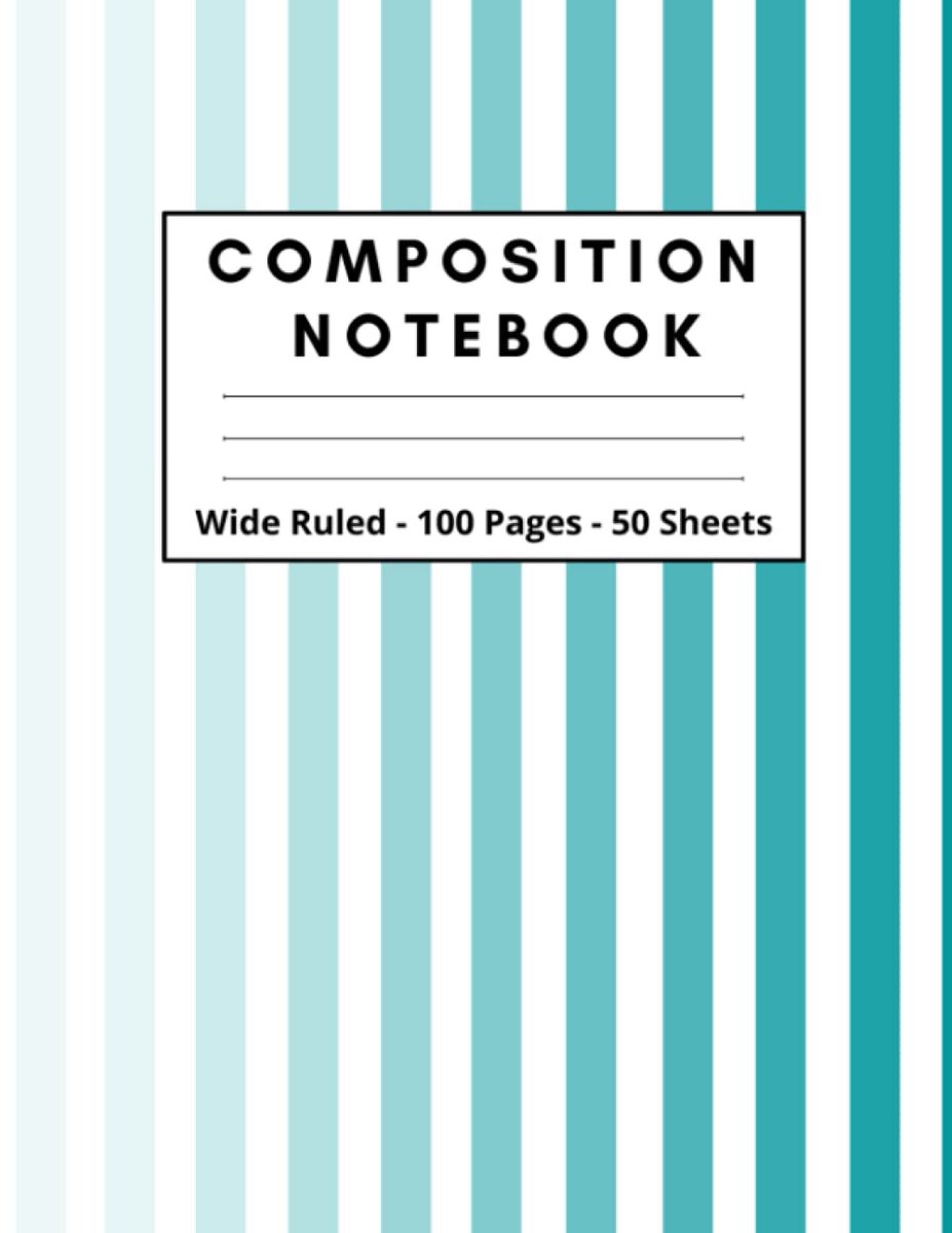 Blue and White Stripes Composition Notebook: Blue and White Stripes Wide Ruled 100 Page 50 Sheet Notebook for Writing - ShopVlot