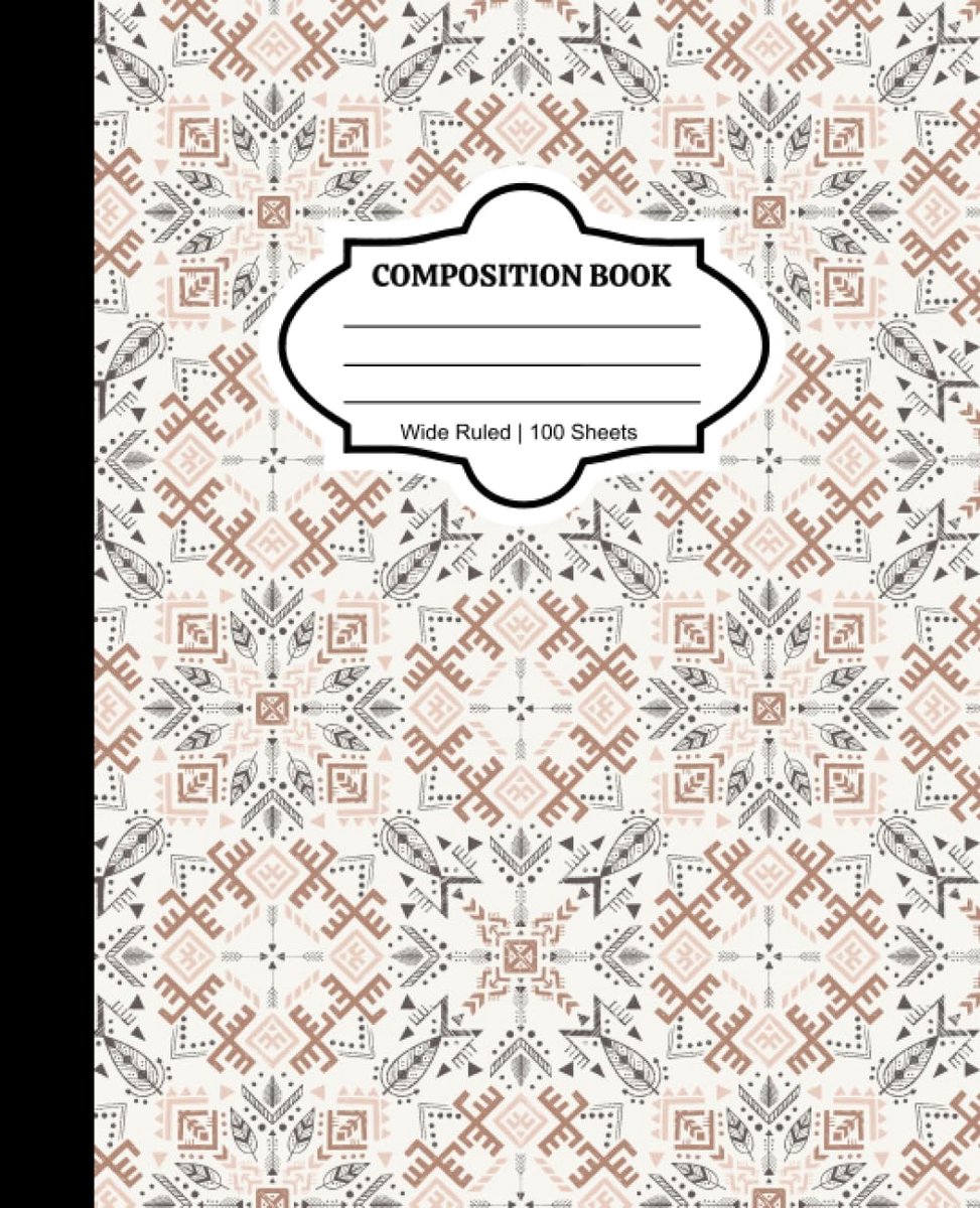 Composition Notebook - Wide Ruled Paper - 7.5” x 9.5“ 100 Sheets Paperback - Boho Scandinavian Pattern Design - ShopVlot