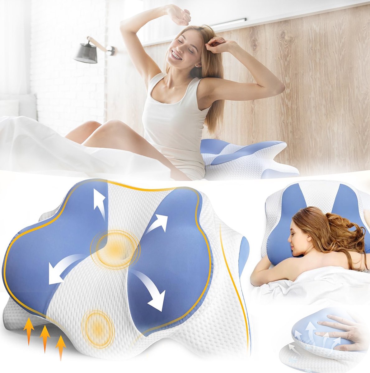Kussen Van Traagschuim, Orthopedisch Nekkussen, Ergonomisch Nekkussen, Voor Nek- en Schouderpijn.
