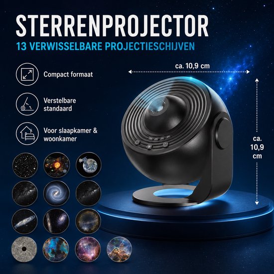 360° Nachtlamp Projector Hemel Ster met Zonnestelsel Maan Nevel Melkwegstelsel Kosmonaut Projector voor Kinderen Volwassenen-sfeerlamp- sfeerlamp slaapkamer-Sterren Projector - Galaxy Projector - Sterrenhemel - Sterrenhemel projector -Zwart van Merkloos — afbeelding 3