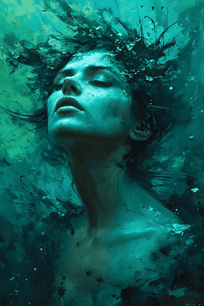 Vrouw Onder Water - Vrouw - Drowning - Abstracte kunst - Moderne - posters - formaat 70x100cm - Wanddecoratie - L1707MT