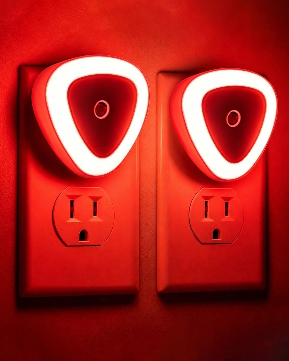 Led Nachtlampje Stopcontact - Nachtlampje met dag/nacht sensor - Boor Baby Kinderen en Volwassenen - Rood - 2 Stuks