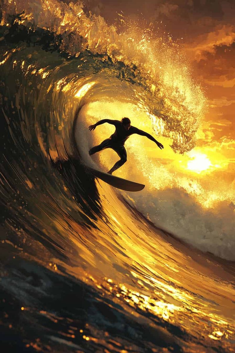 Surfer Poster - Golf - Avontuur - Actie - Zomer - Sport - posters - formaat 70x100cm - Wanddecoratie - L4151