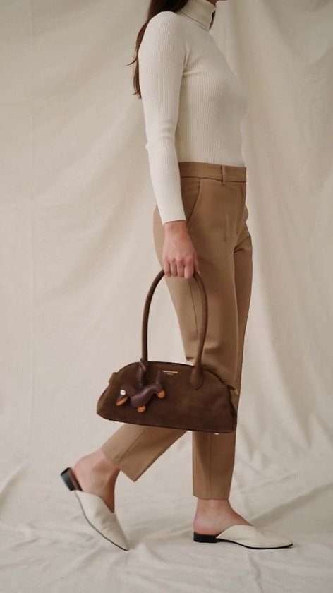 Flora&Co - FIONA - suède look - hobotas/dames handtas - teckel charm - chocolat/bruin