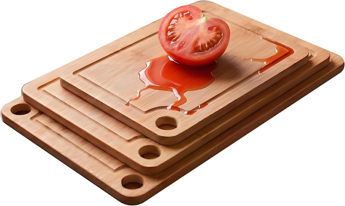 Snijplank Set van 3 - Natuur - Diverse Maten - Bamboe - Voor Keuken en Gezinnen