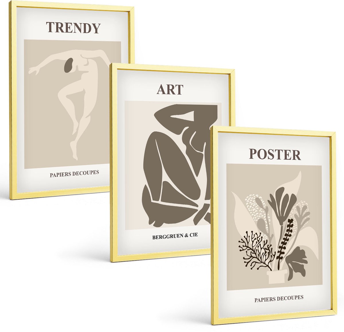 Coloray 3-Delige Schilderij Set - Keukenaccessoires Met Planten In Een Moderne Stijl - 40 x 40 cm En 40 x 60 cm - Moderne Wanddecoratie - Slaapkamer - Stijlvolle Muurdecoratie