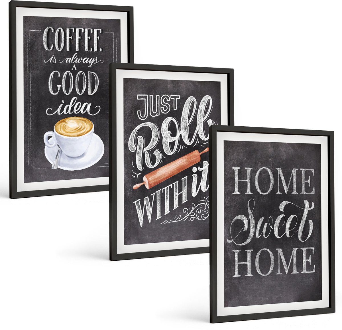 Coloray 3-Delige Schilderij Set - Koffieroller Voor Thuis: Warmte En Gezelligheid - 40 x 60 cm - Wanddecoratie - Muurdecoratie - Woonkamer - Stijlvolle Muurdecoratie