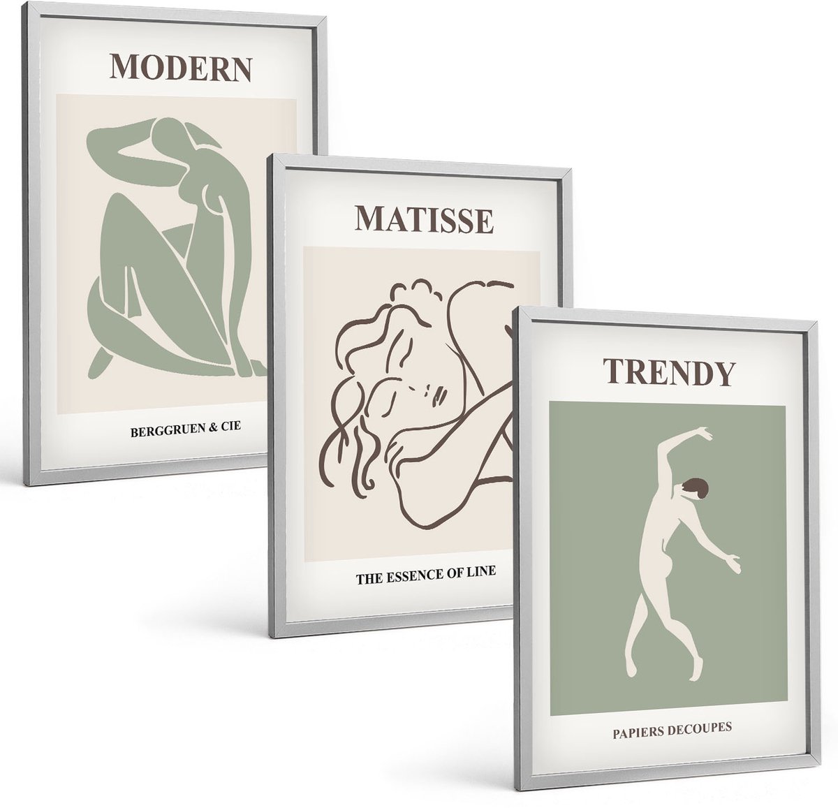 Coloray 3-Delige Schilderij Set - Stijlvolle Personages In Minimalistische Vormen En Kleuren. - 40 x 60 cm - Decoratieve Muurdecoratie - Slaapkamer - Moderne Wanddecoratie