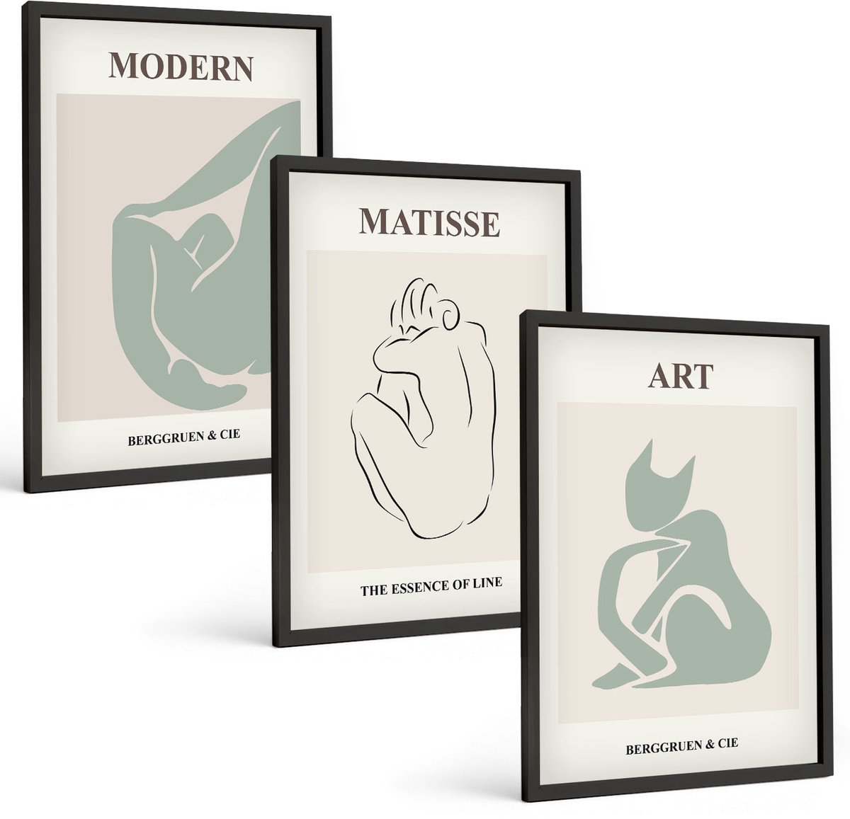 Coloray 3-Delige Schilderij Set - Abstracte Figuren In Pasteltinten Van Henri Matisse - 40 x 60 cm - Decoratieve Schilderijen - Woonkamer - Interieur - Interieur Decoratie
