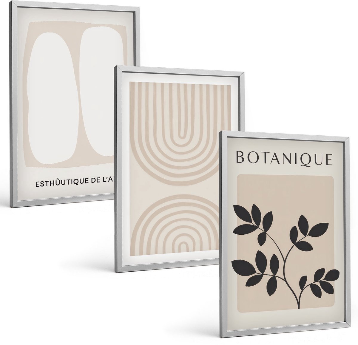 Coloray 3-Delige Schilderij Set - Boho Delicate Posters Abstracte Plantenmotieven - 40 x 60 cm - Stijlvolle Wanddecoratie - Interieur - Moderne Wanddecoratie