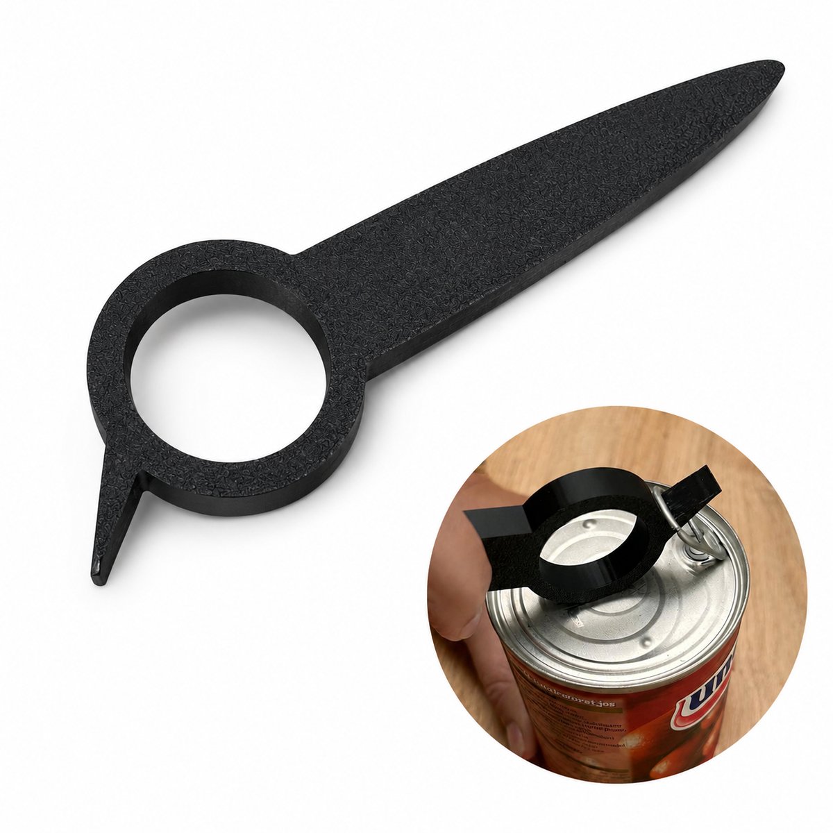 Blikopener - Hulpmiddel voor treklip blikken – (Senioren) Blikopener - Treklip Opener – Zwart