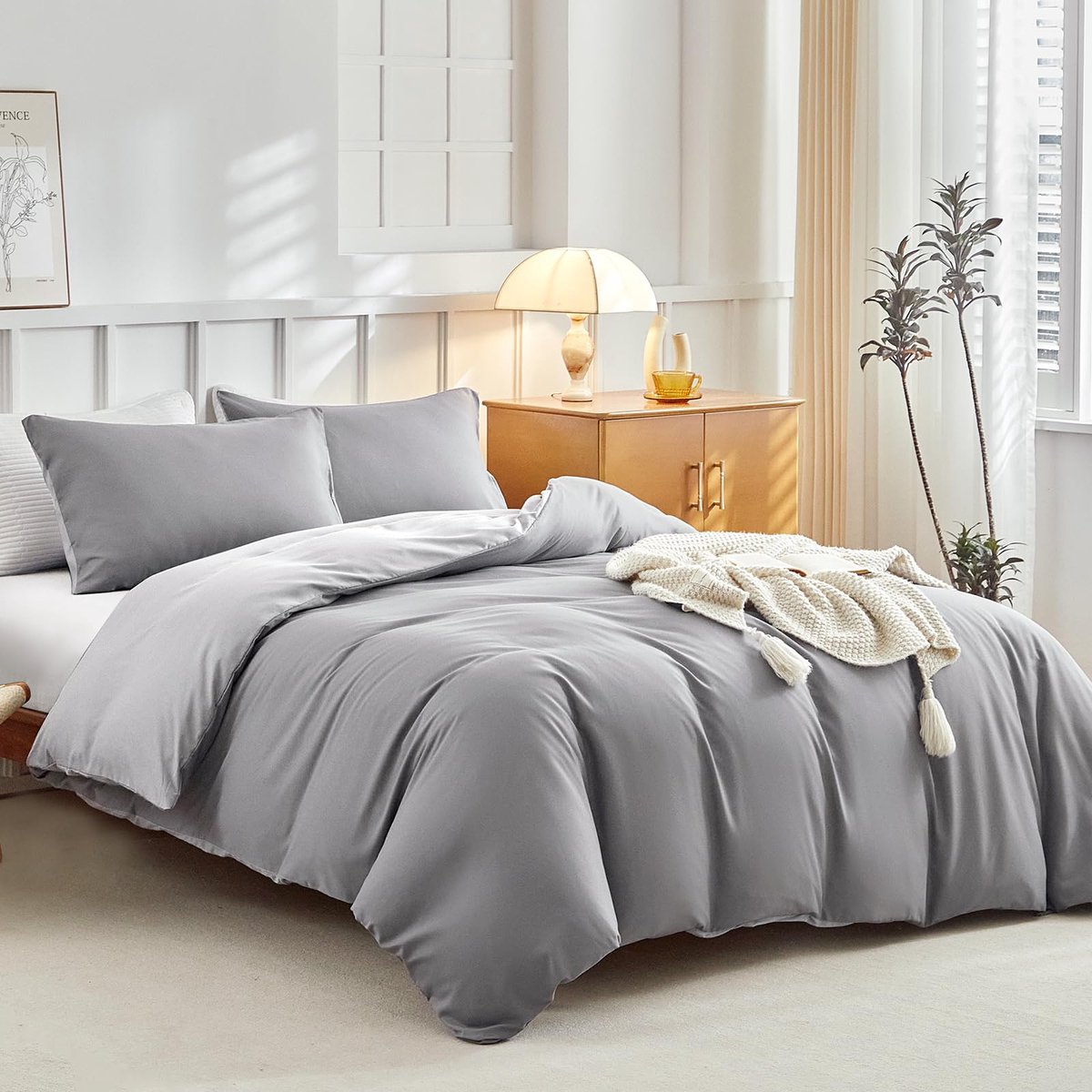 Tokokimo Underzy Beddengoedset, 3-delig, microvezel, omkeerbaar, voor bedden van 135/150 cm, dekbedovertrek 220 x 240 - ShopVlot