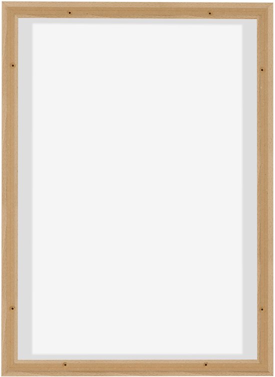 Houten baklijst met zichtbare schroefgaten, kleur beukenhout.