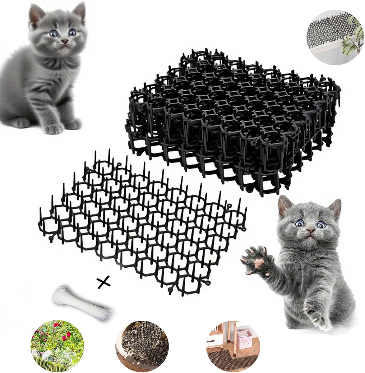 Verpakking Met 10 Anti-Kattenprikkers, Kattenwerende Mat, Anti-Dier Plastic Matten, Dierenwerende Mat Voor Binnen En Buiten.