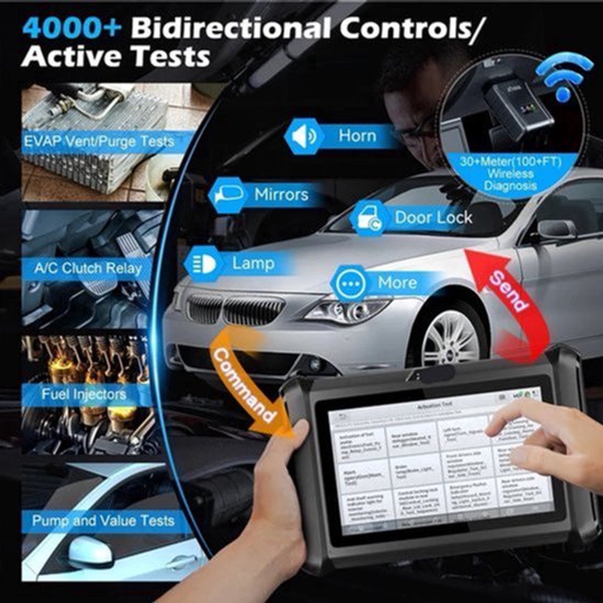 Autodiagnose Scanner – Auto Diagnosetool – Foutcode Lezer – Sleutelprogrammering – WiFi Verbinding – 7-Inch Touchscreen