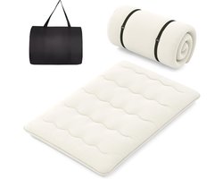 COSTWAY Japanse futon matras, tatami-mat, vloermat, vouwmatras met wasbare overtrek, opvouwbare slaapmat met draagtas, 140 x 200 cm, beige