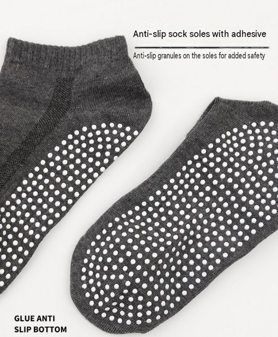 Antislip Pilates-sokken - Set van 3 paar - Unisex - Voor yoga, ballet en vechtsport - Fitness-sokken - Eén maat - Donkergrijs — afbeelding 4