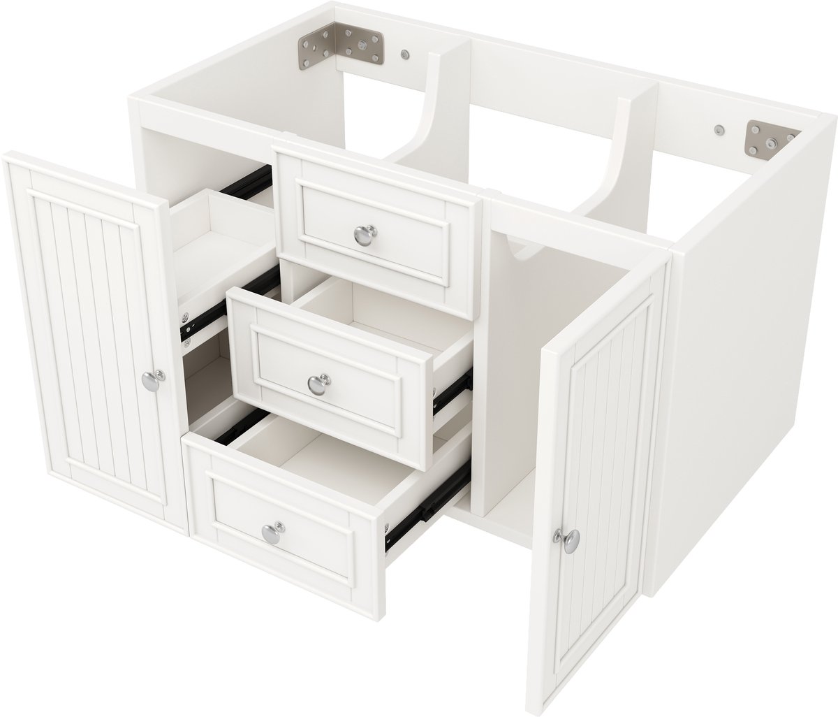 Zwevend badkamermeubel - wastafelonderkast met 3 lades - onderkast wastafel 78 cm - 78,5x46x46,8cm - opbergruimte - badkamer wit