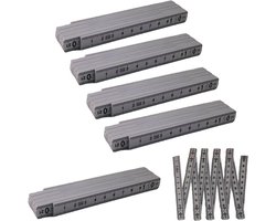 Set van 5 Flexibele Linialen, Vouwbare Meetlat voor Houtbewerking, Tegels Leggen, Plastic, Wit, Precisie Meetgereedschap