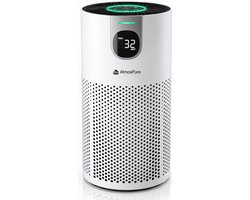 AtmosPure® CleanAir Luchtreiniger - Air Purifier met vervangbaar HEPA 13 + Koolstof filter - CADR 250 m³/h - Wit - Voor 98 m² - Filtert pollen, huisstofmijtallergenen en fijnstof - 3 standen + stille slaapstand - Luchtkwaliteit Sensor