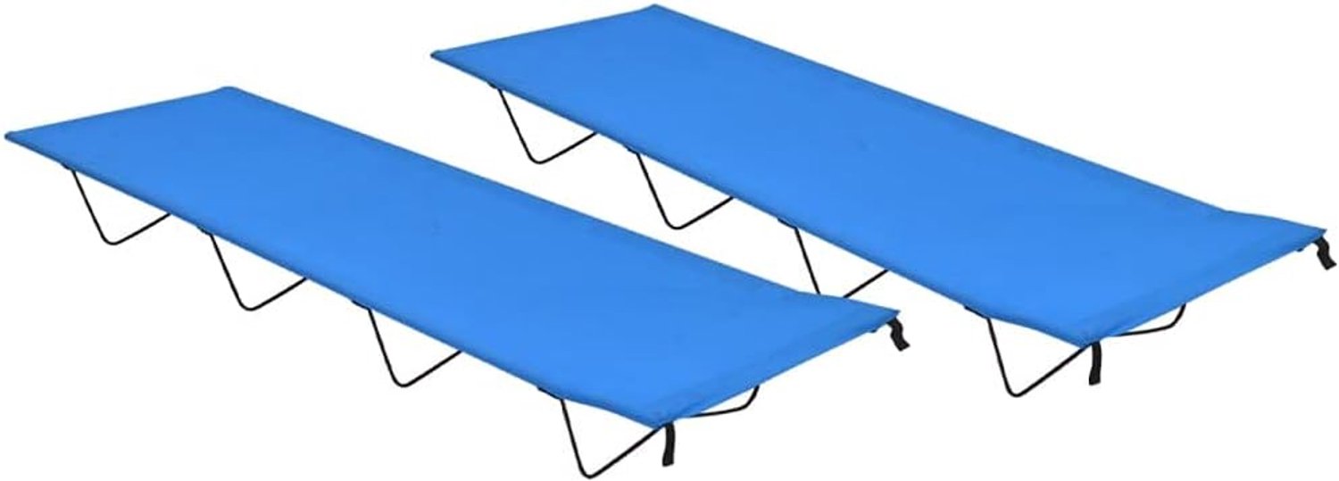 Campingbedden set van 2 - 180 x 60 x 19 cm - stalen frame - ideaal voor outdoor gebruik - Vemera