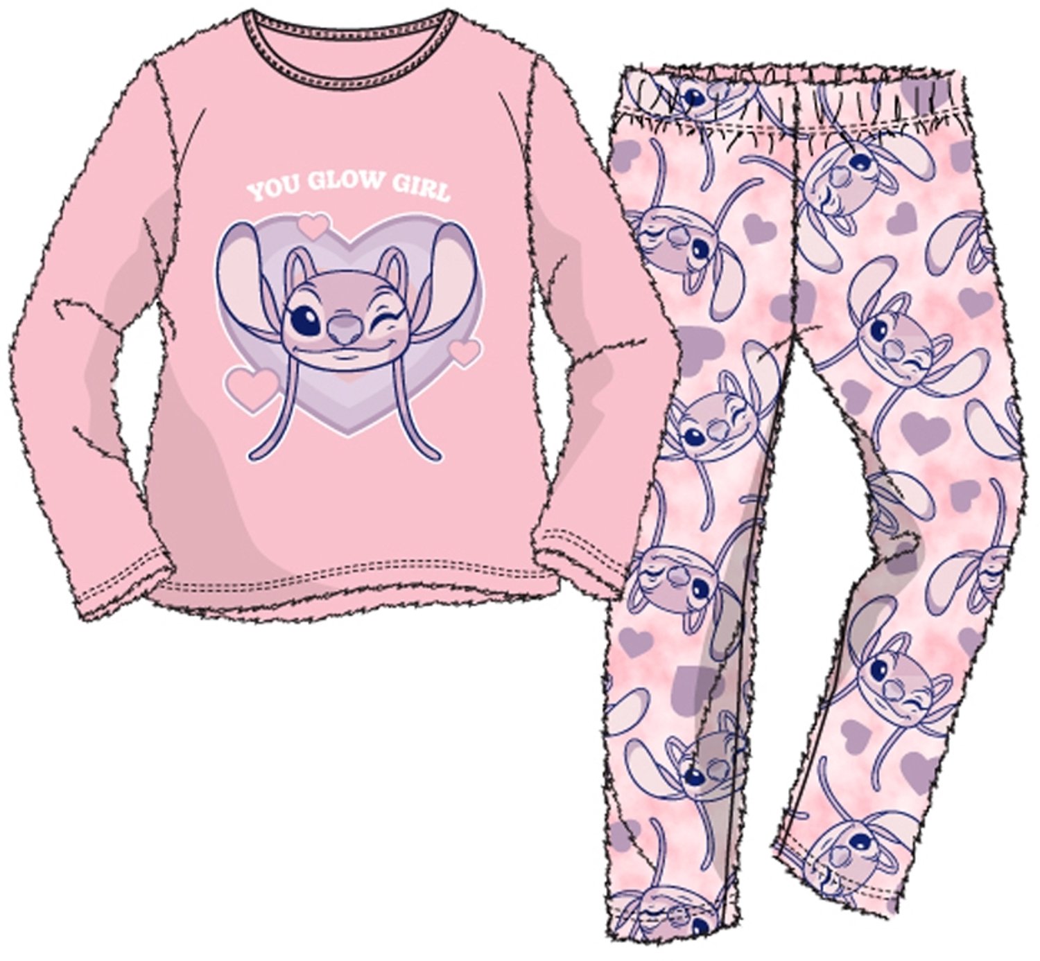 Disney Lilo en Stitch Roze Coral Fleece Pyjama