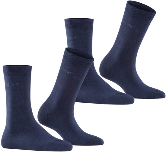 Vier marineblauwe Esprit sokken in een effen design met het Esprit-logo op de schacht.