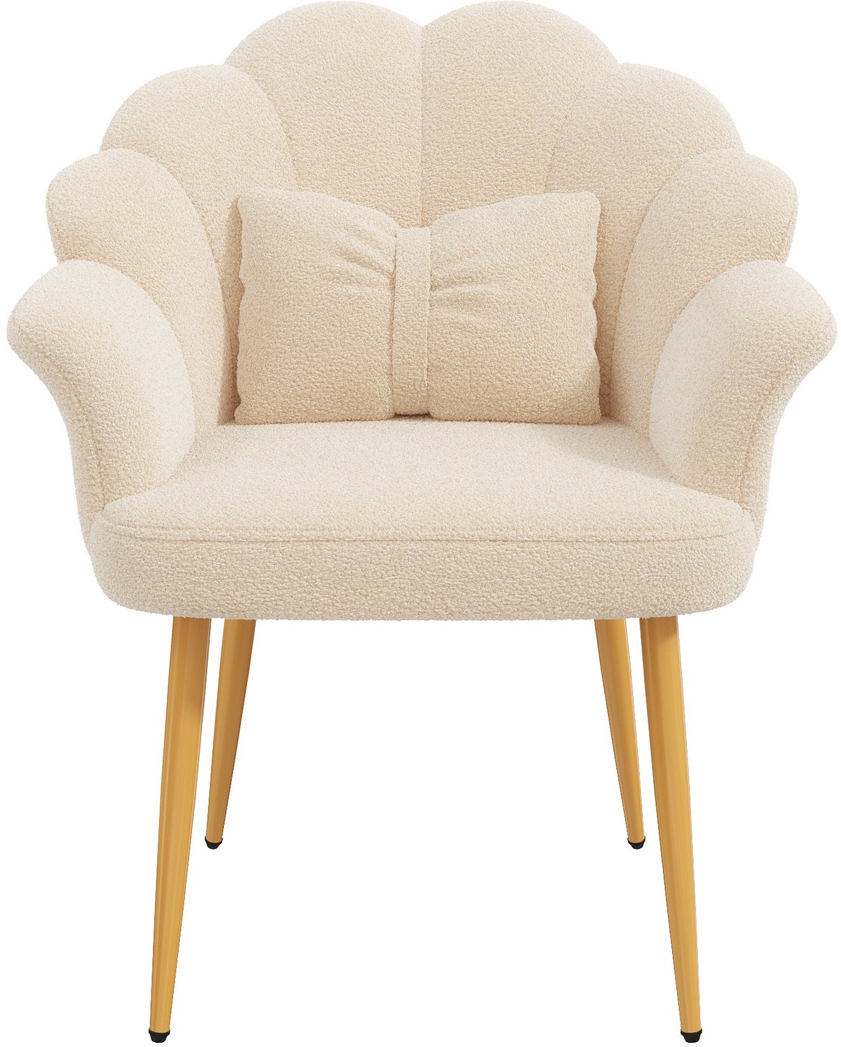 COVREO Eetkamerstoel set met armleuningen – Kuipstoel met pluche – Zitting voor eetkamer en slaapkamer – 64x65,5x85 cm – Beige